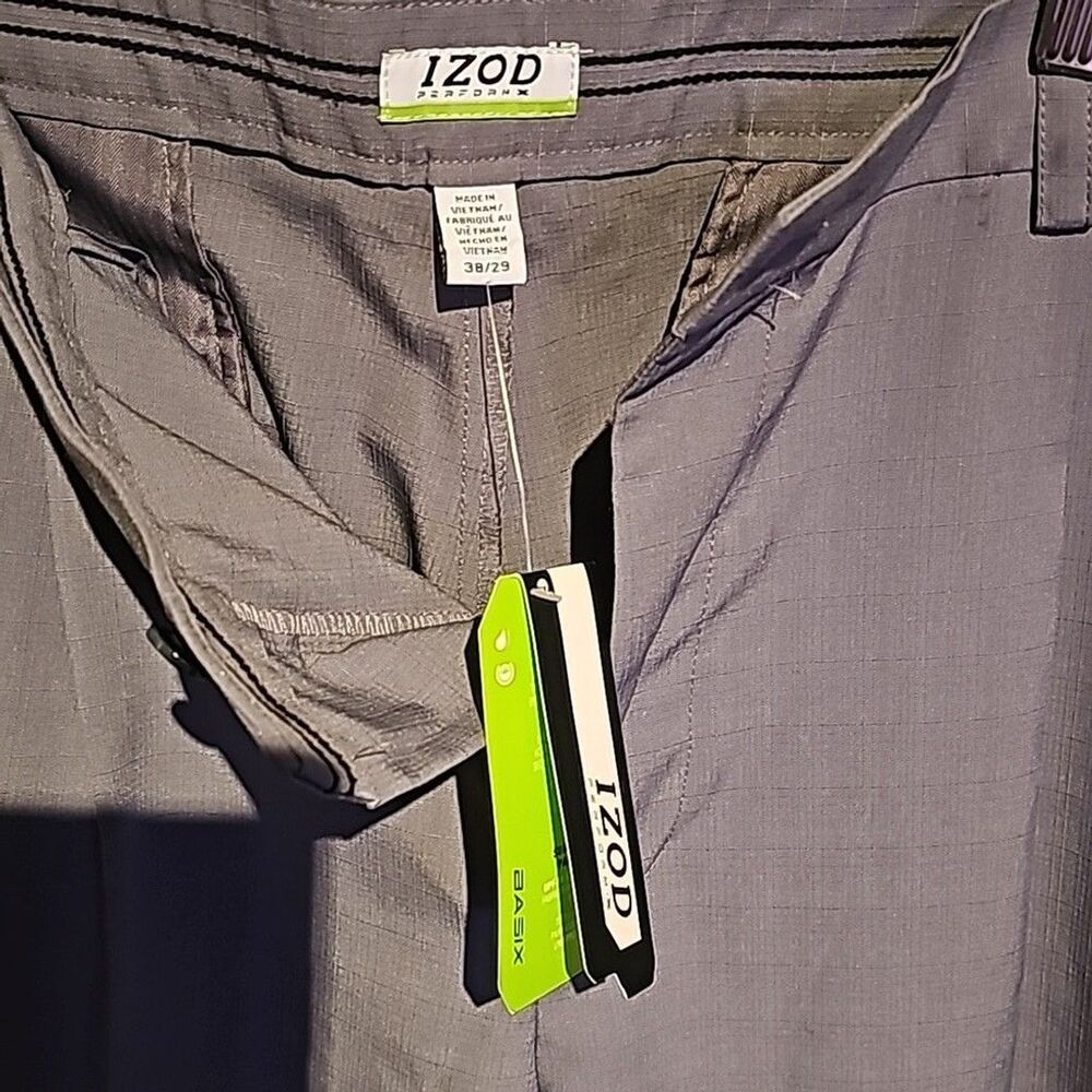 IZOD MEN'S PERFROMX PANTS SIZE 38X29 IN GREY - Picture 2 of 5